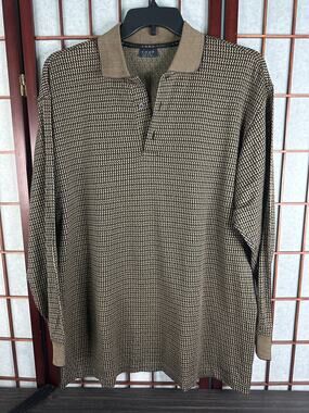 Como Sport Men's long sleeve shirts/loose knit cooling black and gold size large